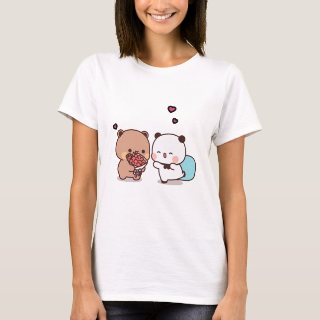 Panda bear couple, Cute bubu and dudu gift love T-Shirt (Front)