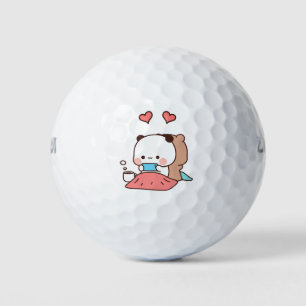 Panda bear couple, Cute bubu and dudu hugs love Golf Balls