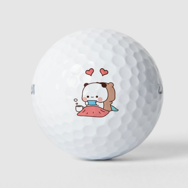 Panda bear couple, Cute bubu and dudu hugs love Golf Balls (Front)
