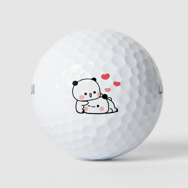 Panda bear couple, Cute bubu and dudu hugs love Golf Balls (Front)