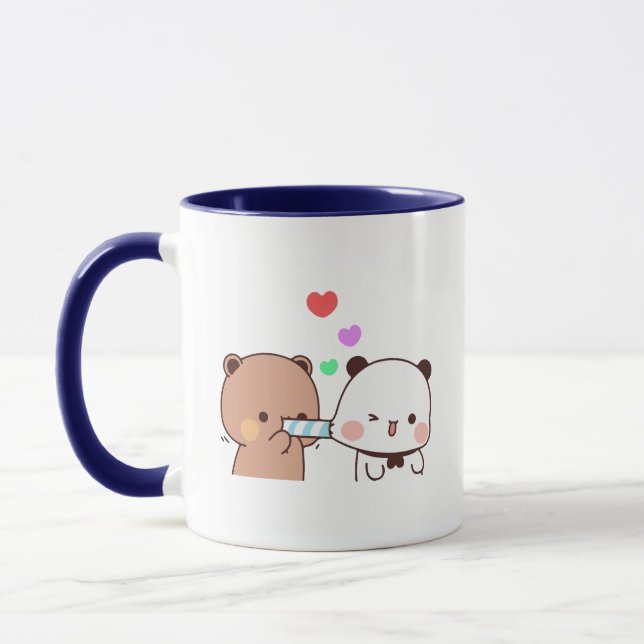 Panda bear couple, Cute bubu and dudu hugs love Mug (Left)