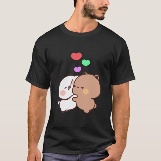 Panda bear couple, Cute bubu and dudu hugs love T-Shirt (Front)