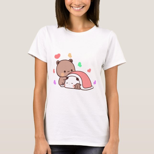 Panda bear couple, Cute bubu and dudu hugs love T-Shirt (Front)