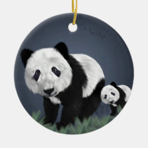 panda bear cute cuddly animal black white sweet ceramic tree decoration