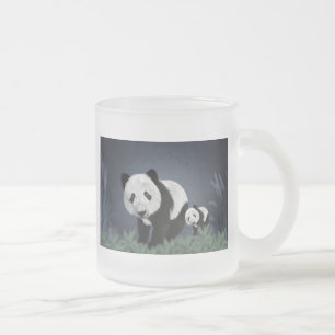 panda bear cute cuddly animal black white sweet frosted glass coffee mug