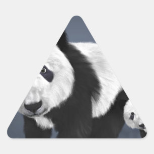 panda bear cute cuddly animal black white sweet triangle sticker