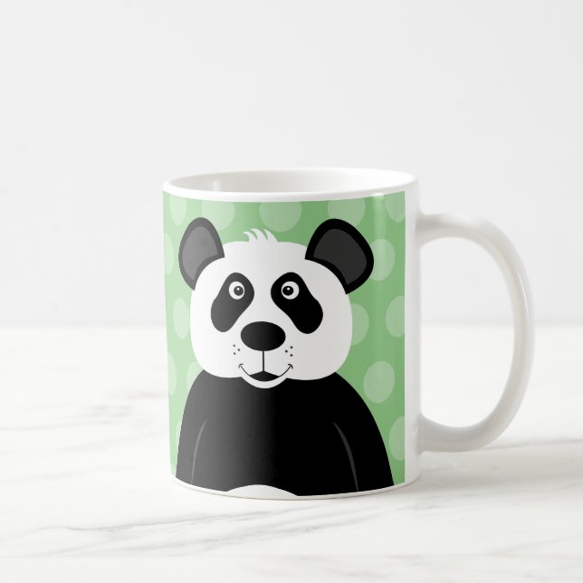 Panda Bear Cute Green Dot Coffee Mug (Right)