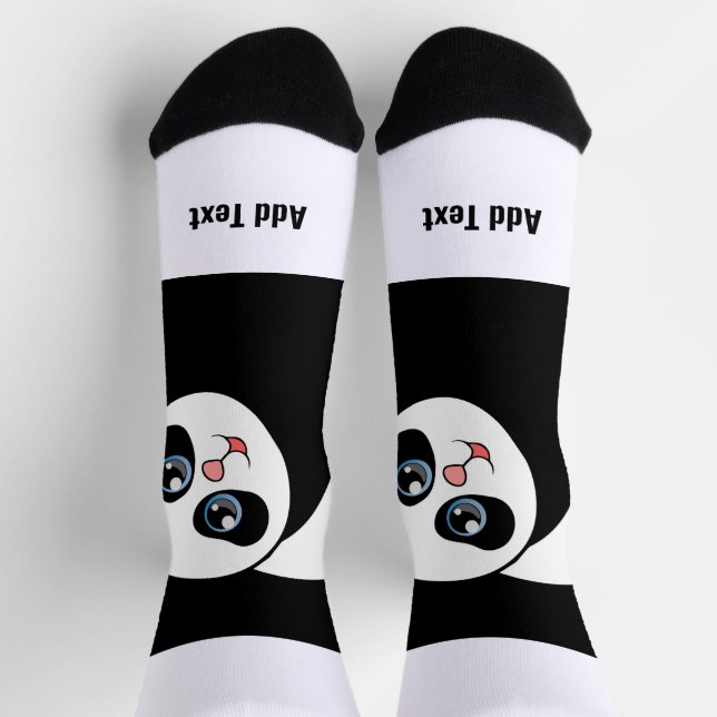 Panda Bear Cute photo add text Stylish Looks Crew Socks (Top)