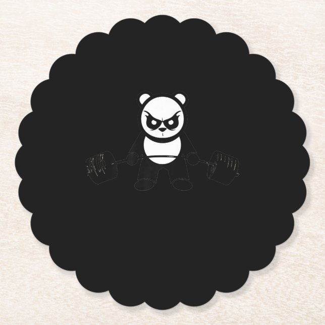 Panda Bear Deadlift - Premium Gym Paper Coaster (Front)