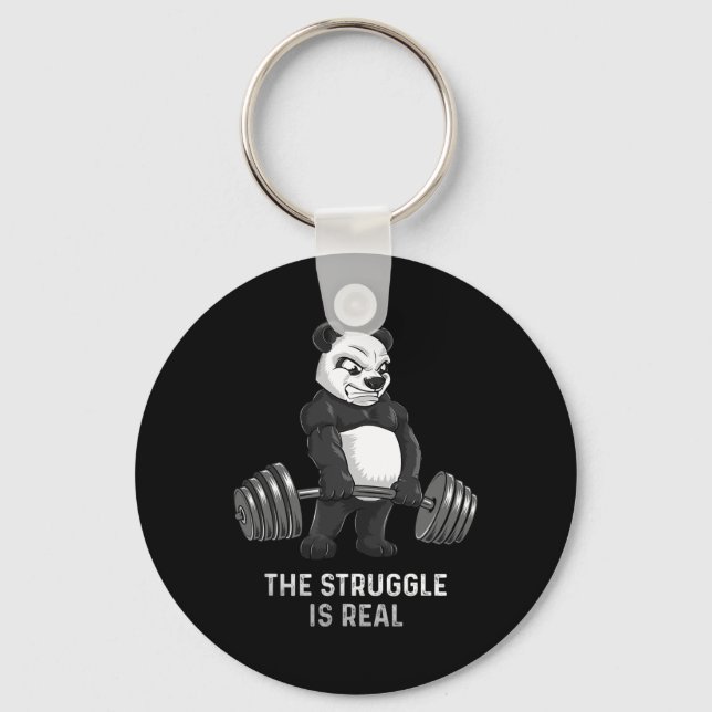 Panda Bear Deadlift Shirt Powerlifter Funny Bodybu Key Ring (Front)