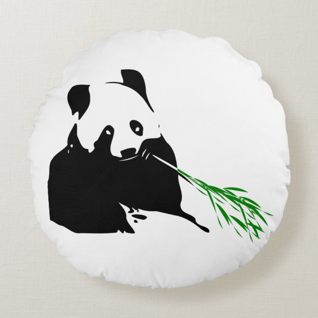 Panda Bear Design. Round Cushion (Front)