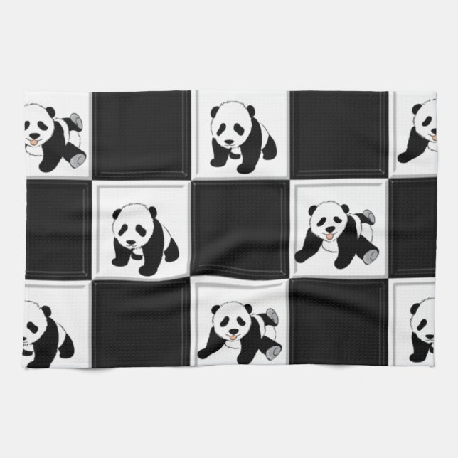 Panda Bear Design Tea Towel (Horizontal)