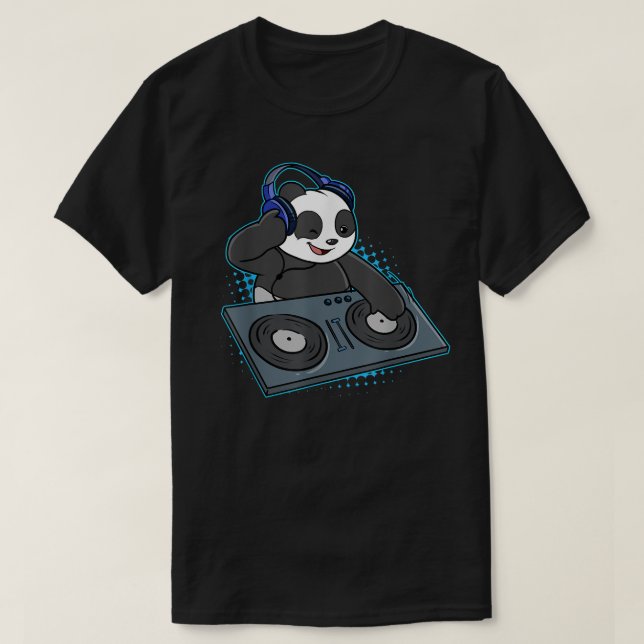 Panda Bear DJ Music Disc Jockey Disco Musician Tur T-Shirt (Design Front)