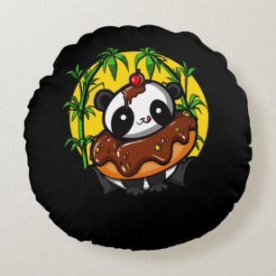 Panda Bear Doughnut Lover Animal Round Cushion