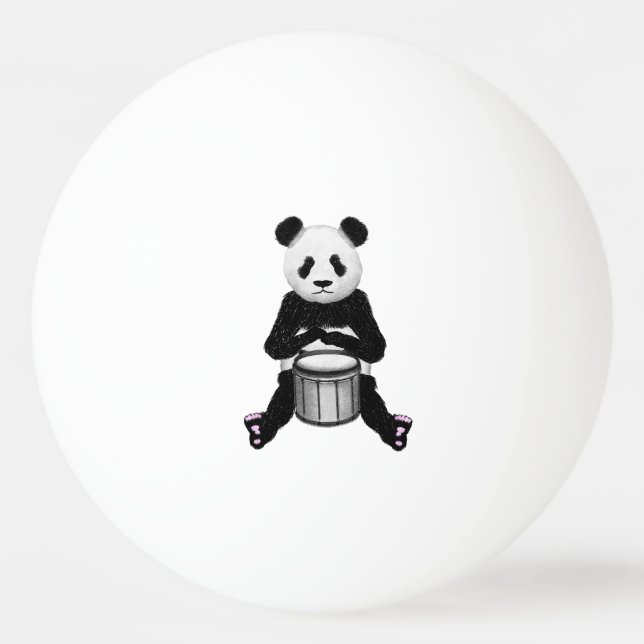 Panda Bear Drum Illustration Ping Pong Ball (Front)