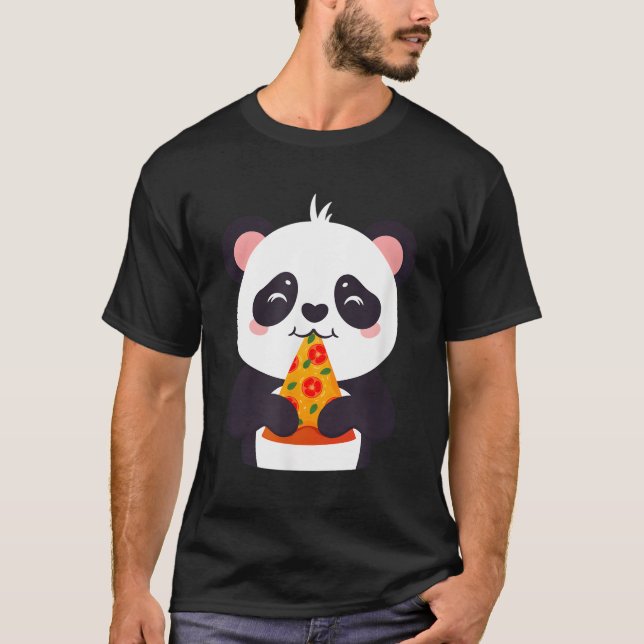 Panda Bear Eating Pizza T-Shirt (Front)