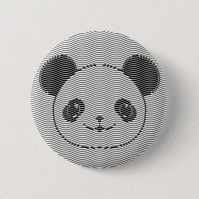 Panda Bear Face On Wave Pattern 6 Cm Round Badge (Front)