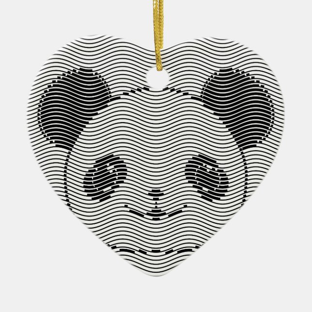 Panda Bear Face On Wave Pattern Ceramic Tree Decoration (Front)