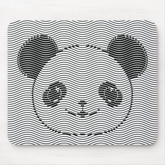 Panda Bear Face On Wave Pattern Mouse Mat (Front)