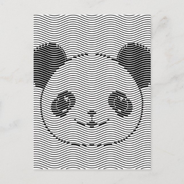 Panda Bear Face On Wave Pattern Postcard (Front)