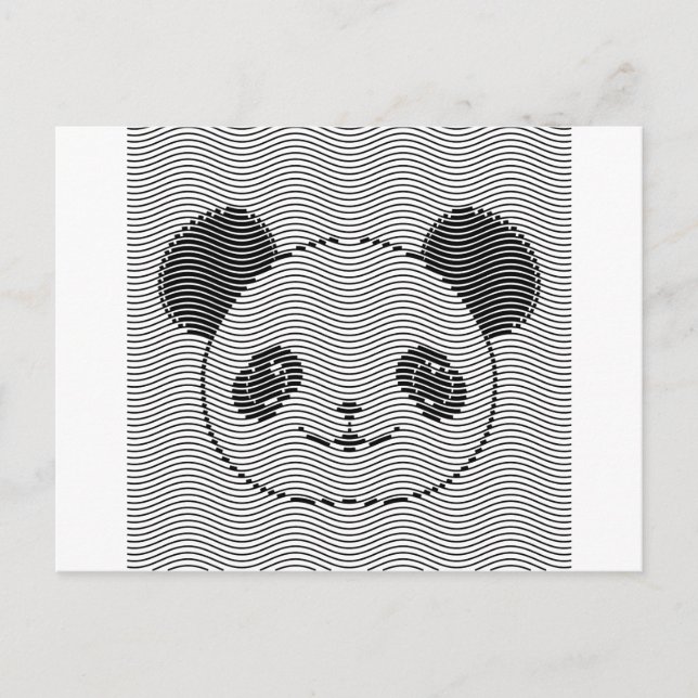 Panda Bear Face On Wave Pattern Postcard (Front)