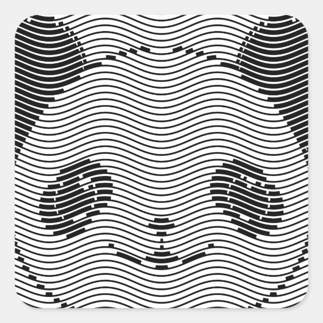 Panda Bear Face On Wave Pattern Square Sticker (Front)