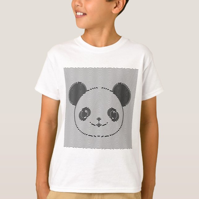 Panda Bear Face On Wave Pattern T-Shirt (Front)