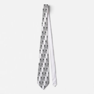 Panda Bear Face On Wave Pattern Tie