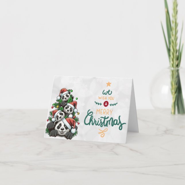 Panda Bear Family for Christmas Cards (Front)