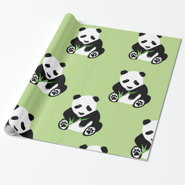 Panda Bear Glossy Wrapping Paper (Unrolled)