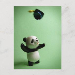 Panda Bear Graduation Cap Throw Announcement Postcard