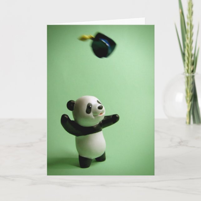 Panda Bear Graduation Cap Throw Card (Front)