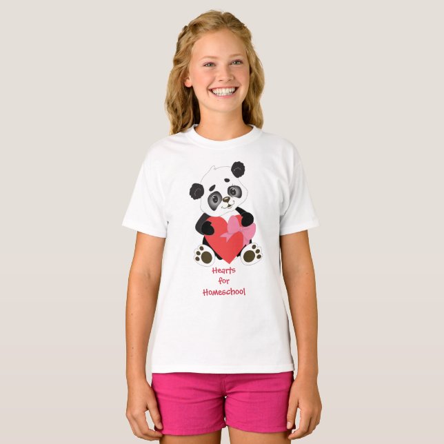 Panda Bear Hearts for Homeschool T-Shirt (Front Full)