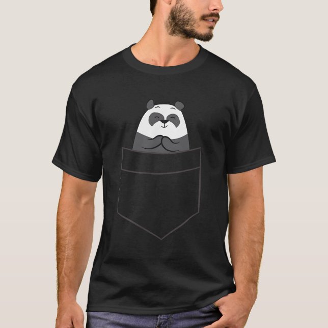 Panda Bear In A Pocket Panda In Pocket T-Shirt (Front)