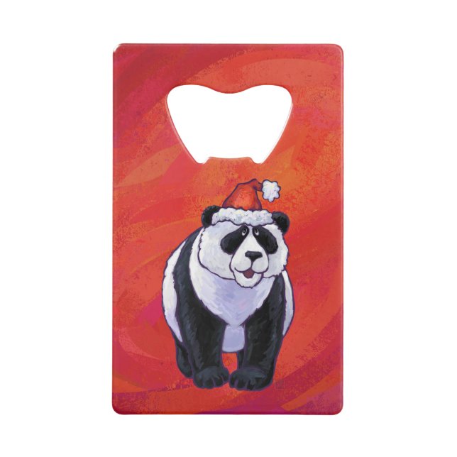 Panda Bear in Santa Hat On Red (Front)
