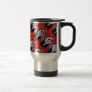 Panda Bear in Santa Hat On Red Travel Mug