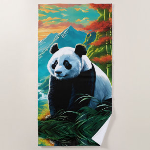 Panda Bear in the clouds Beach Towel