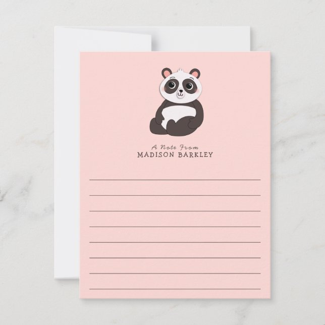 Panda Bear Kid's Cute Flat Stationary Cards (Front)