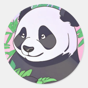 Panda bear Kids Cute tropical sweet funny animal Classic Round Sticker