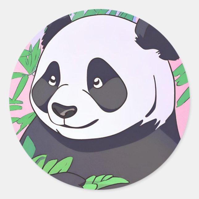 Panda bear Kids Cute tropical sweet funny animal Classic Round Sticker (Front)