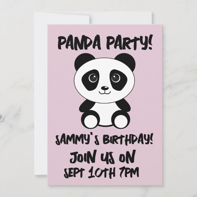 PANDA BEAR KIDS PARTY CUSTOM Invitations (Front)