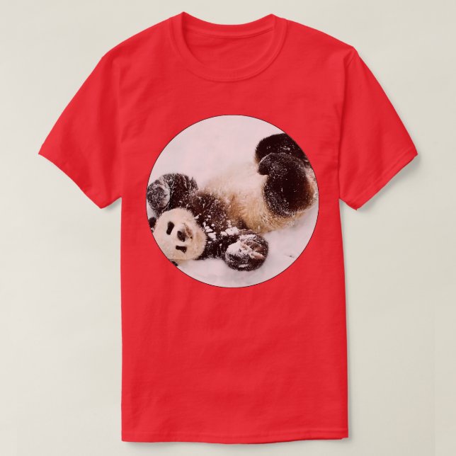 Panda bear laying in the snow Pandorasboxkids T-Shirt (Design Front)