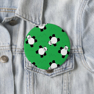 Panda bear laying on grass 10 cm round badge