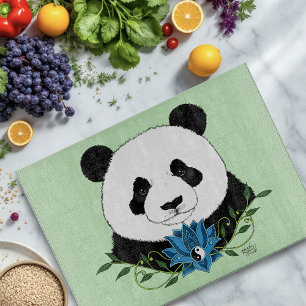  Panda Bear Lotus Flower Blue Cutting Board
