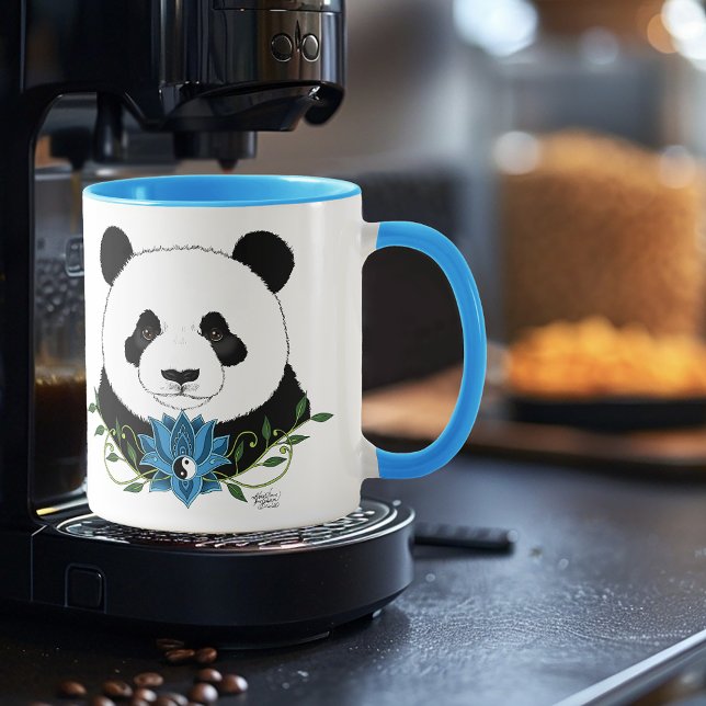 Panda Bear Lotus Flower Blue Mug (Creator Uploaded)