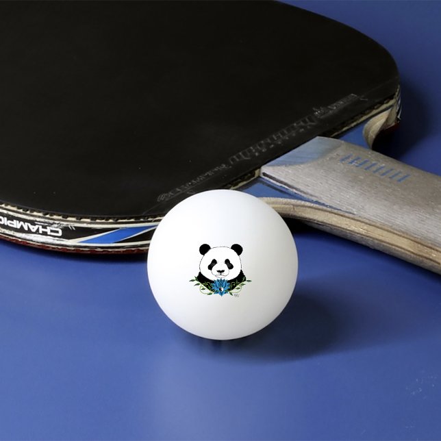 Panda Bear Lotus Flower Blue Ping Pong Ball (Creator Uploaded)