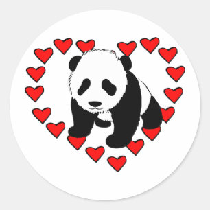 Panda Bear Love Classic Round Sticker