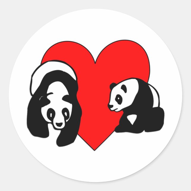 Panda Bear Love Classic Round Sticker (Front)