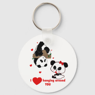 Panda Bear Love Couple - Man to Woman Gift Idea Key Ring