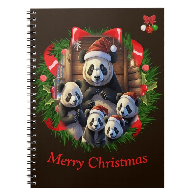 Panda Bear Merry Christmas Notebook (Front)